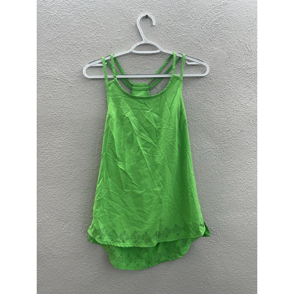 Athleta Womens Tank Top Size XS Green Racerback Sleeveless Eyelet Trim